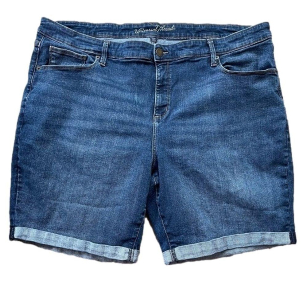 Universal Thread mid-rise stretch denim cuffed Bermuda shorts women's 24W